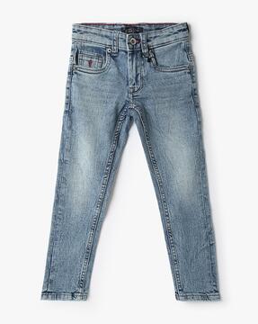 boys heavily washed regular fit jeans