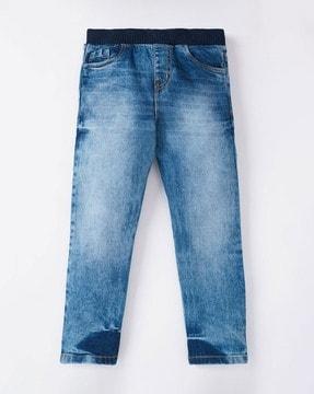 boys heavily washed slim fit jeans