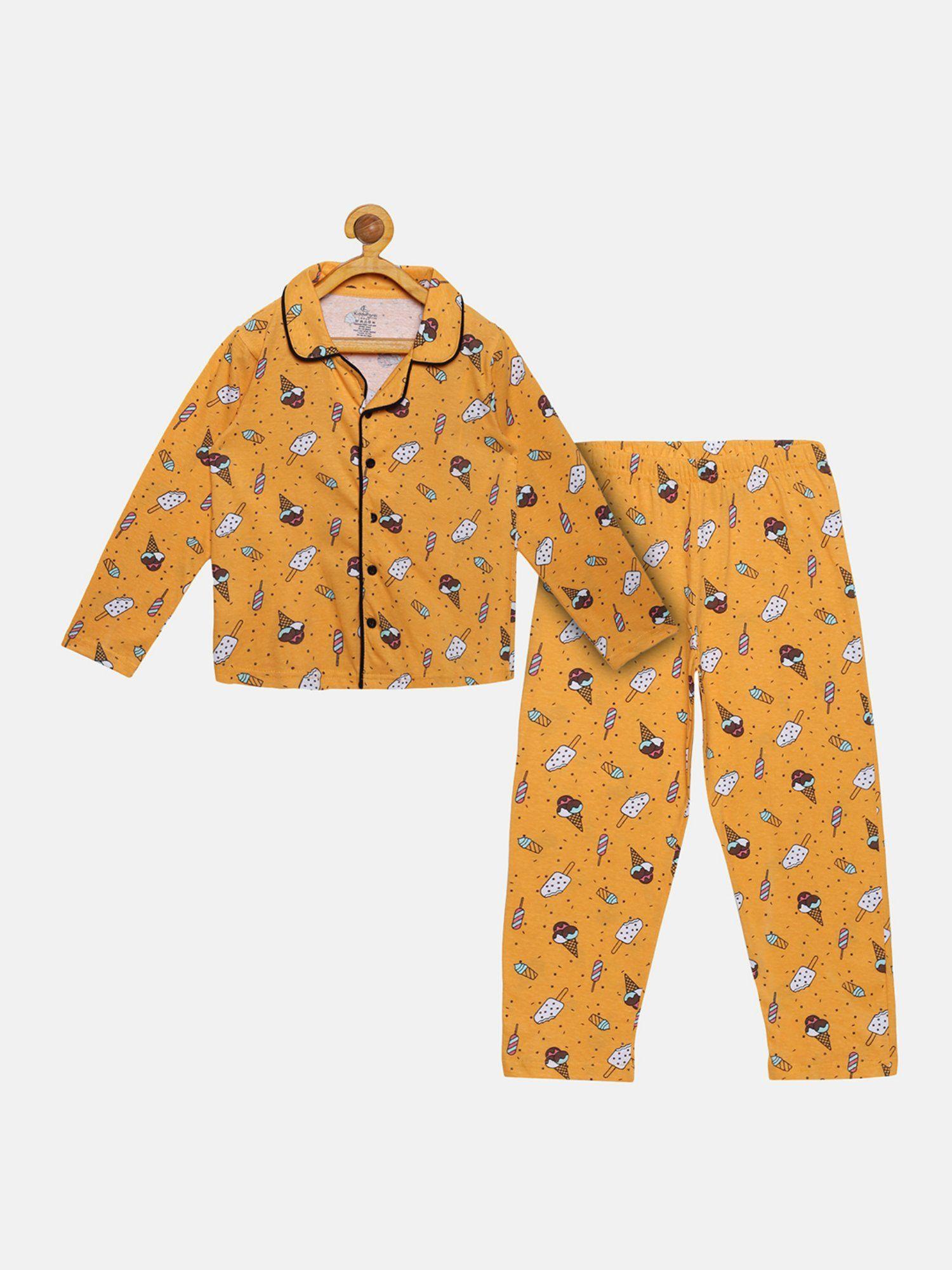 boys ice cream aop print shirt and pyjama night (set of 2)