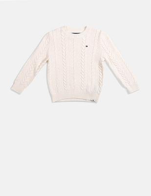 boys ivory essential cable knit sweater