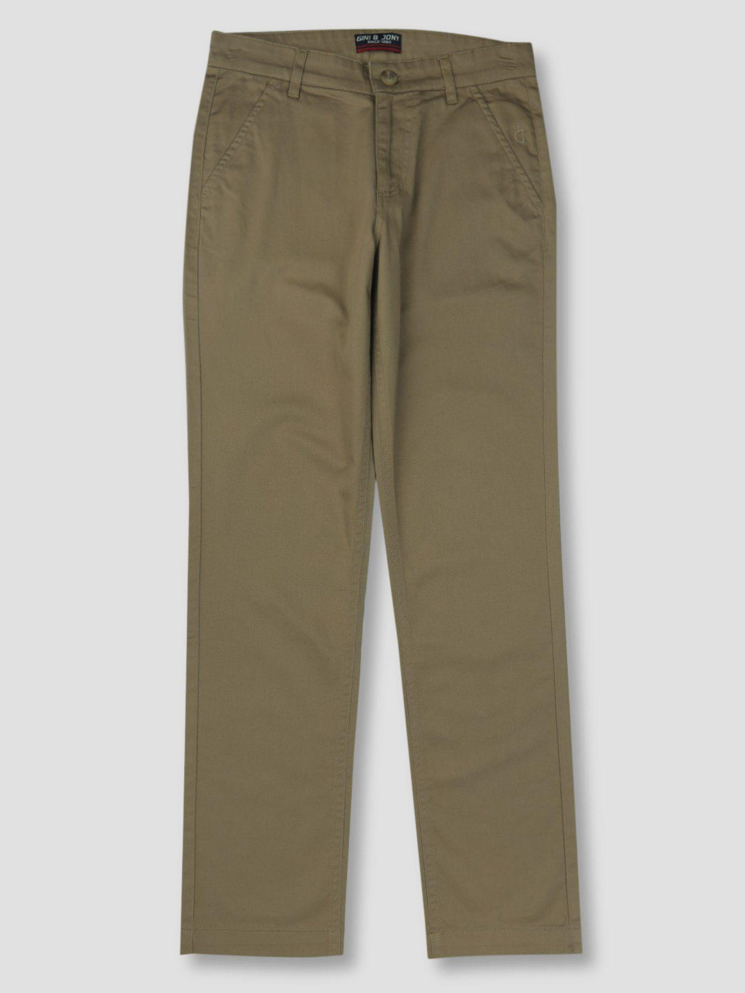 boys khaki cotton solid trouser