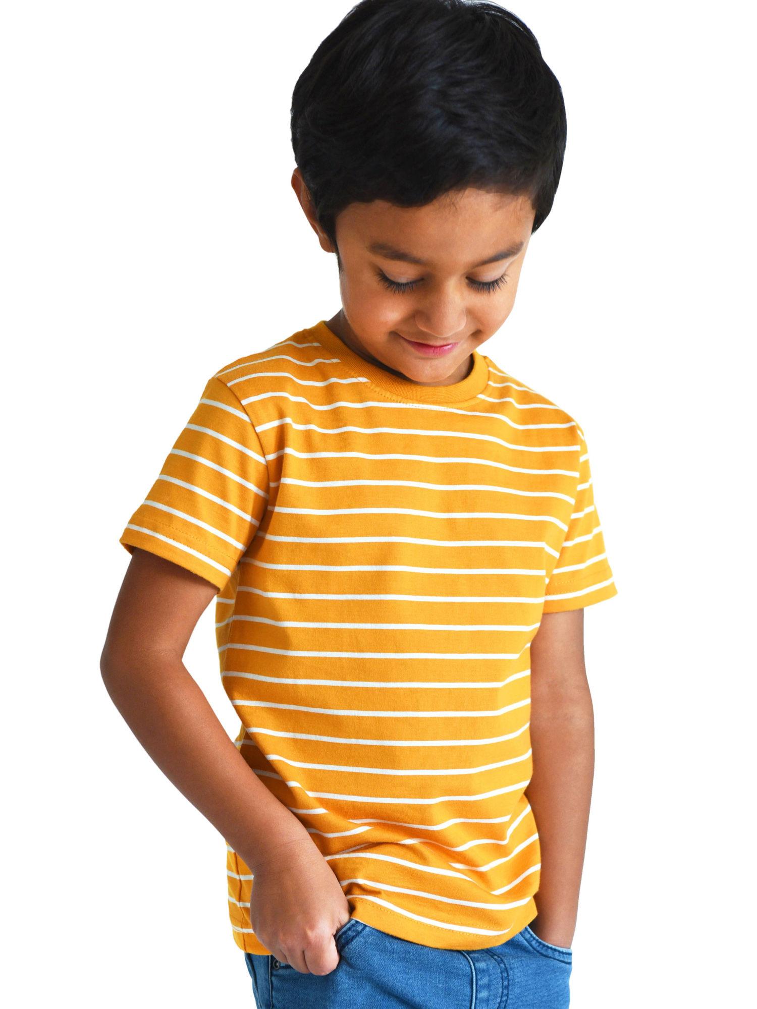 boys kobe striped round neck t-shirt tuscan yellow