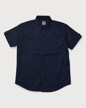 boys leaf print regular fit shirt