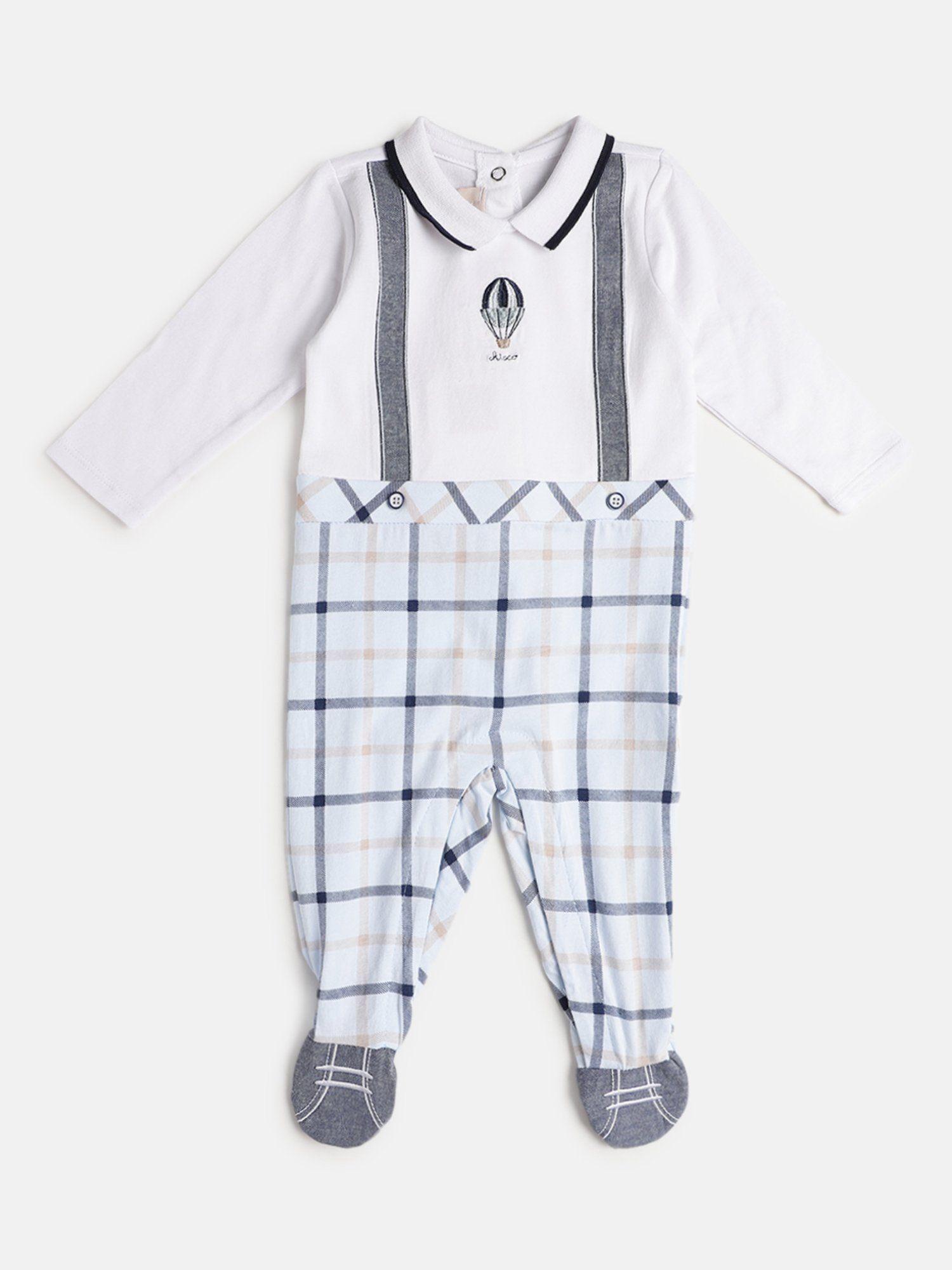 boys light blue stretch leg opening romper