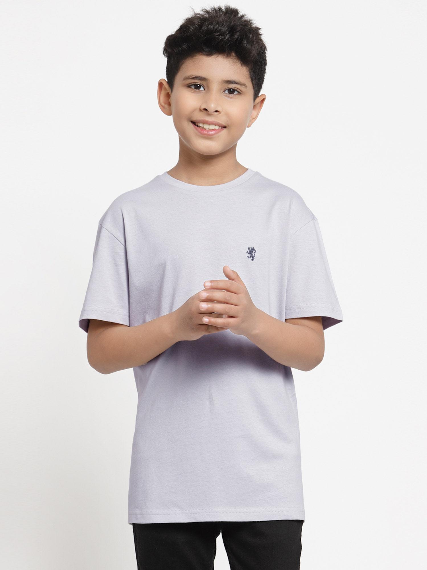 boys light grey solid t-shirt