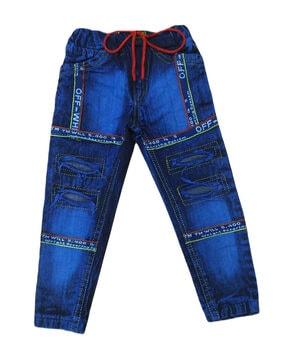 boys lightly washed joggers with drawstring waist