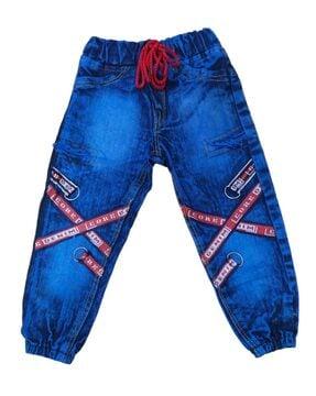 boys lightly washed joggers with drawstring waist