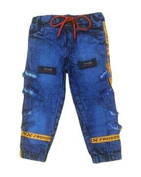 boys lightly washed joggers with drawstring waist