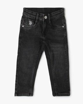 boys lightly-washed slim fit cotton jeans