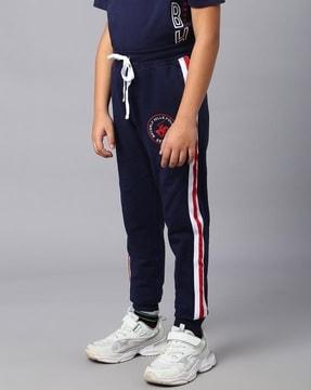 boys logo embroidered joggers with drawstring waist