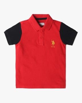 boys logo embroidered regular fit polo t-shirt