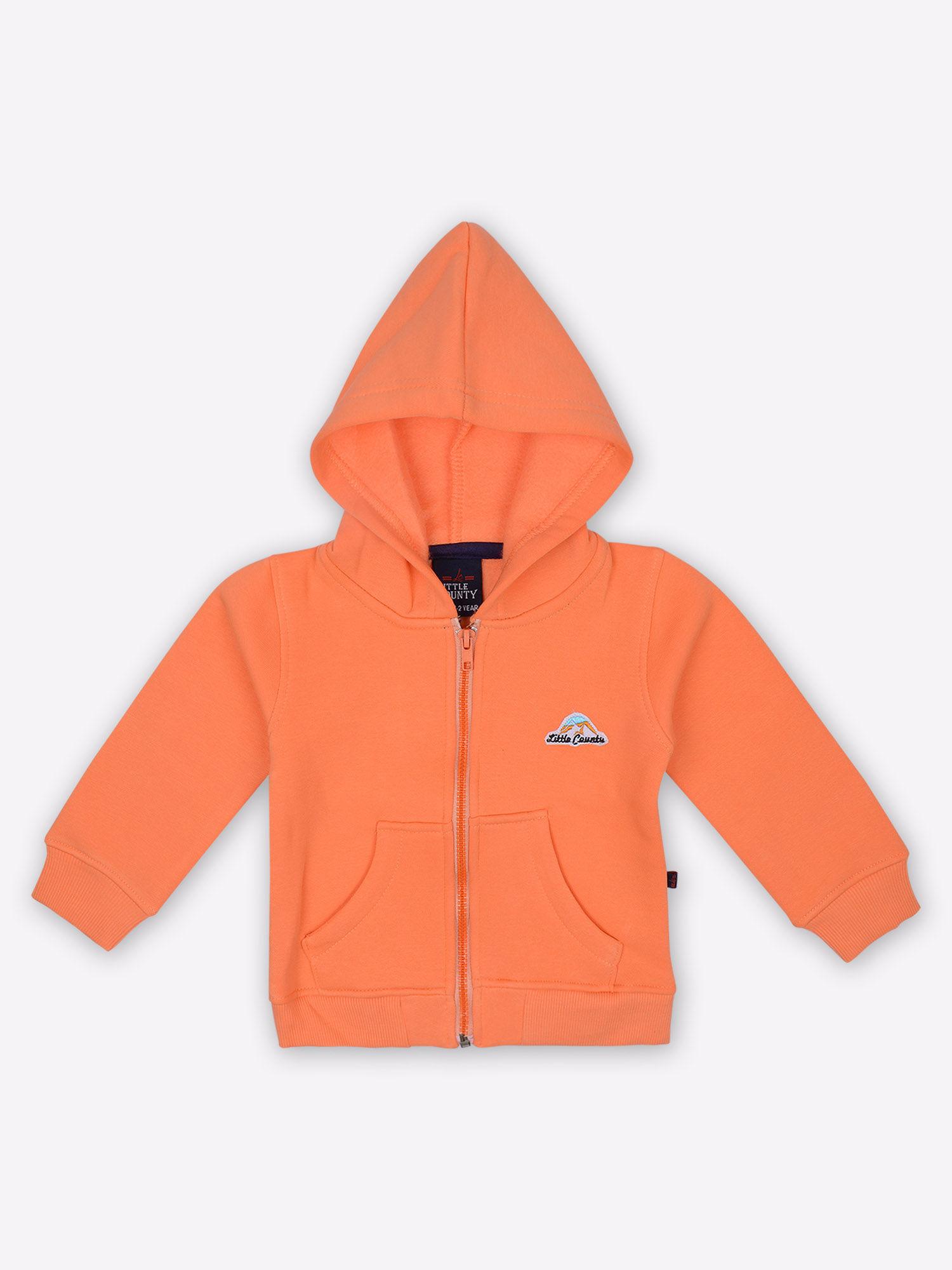 boys logo hooded with kungaroo pocket sweatshirt - peach