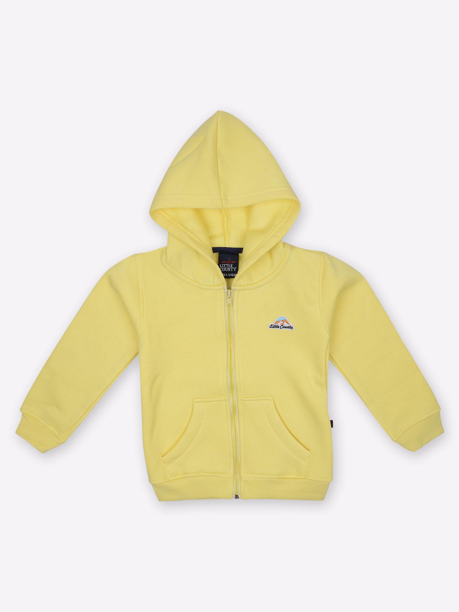 boys logo hooded with kungaroo pocket sweatshirt - yellow