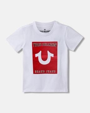 boys logo print regular fit crew-neck t-shirt