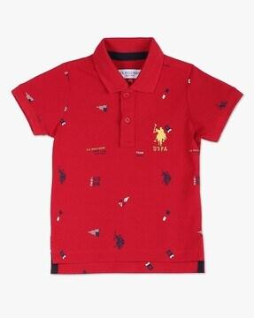 boys logo print regular fit polo t-shirt