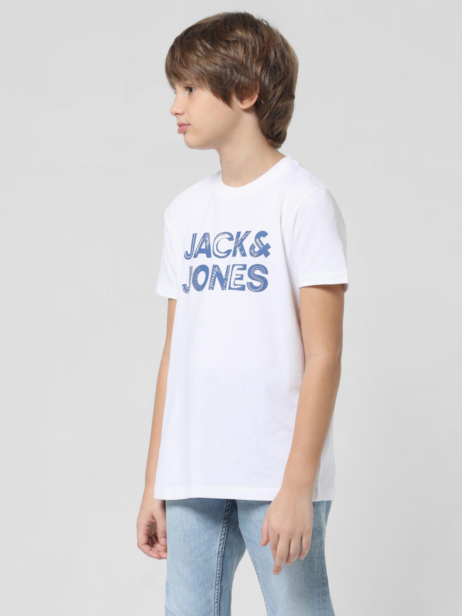 boys logo print white t-shirt