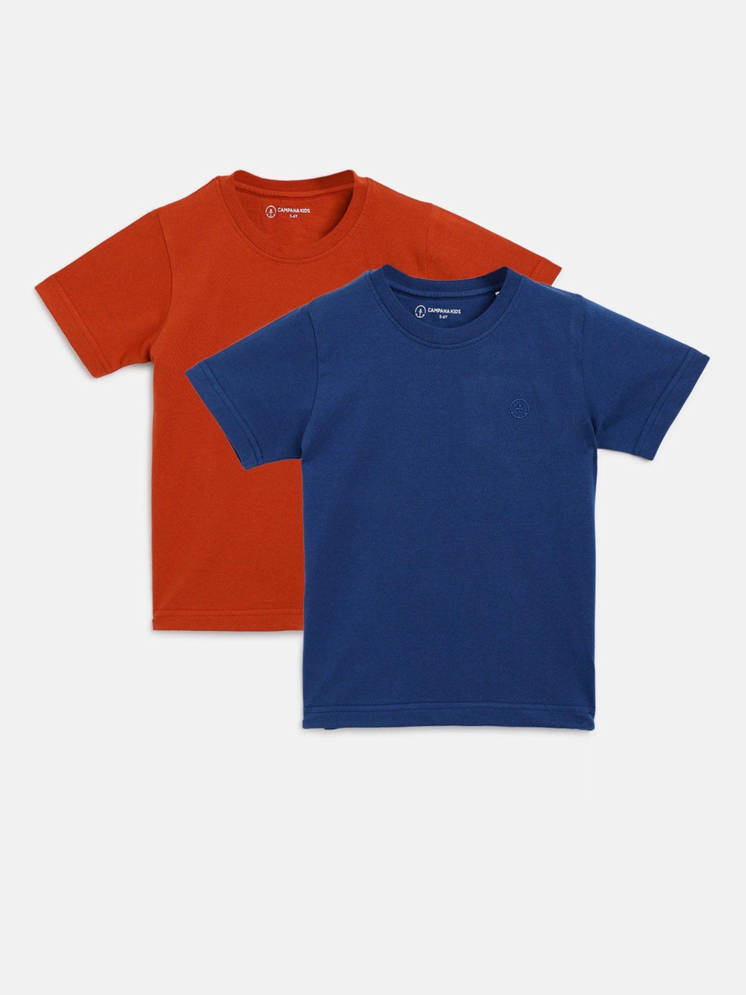 boys luis short sleeve round neck t-shirt rust & blue (pack of 2)