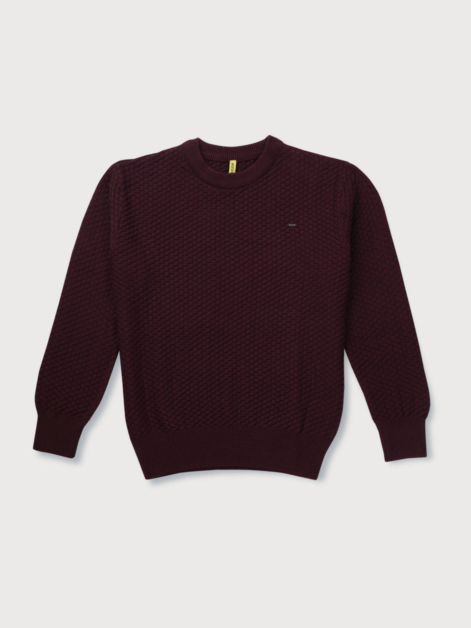 boys maroon cotton woven sweater