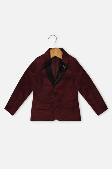 boys maroon print regular fit blazer