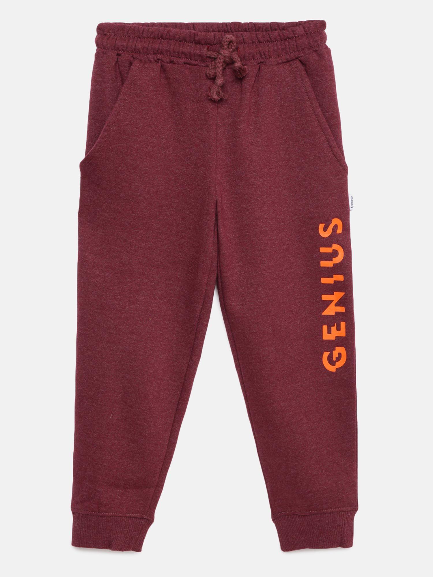 boys maroon printed track pant