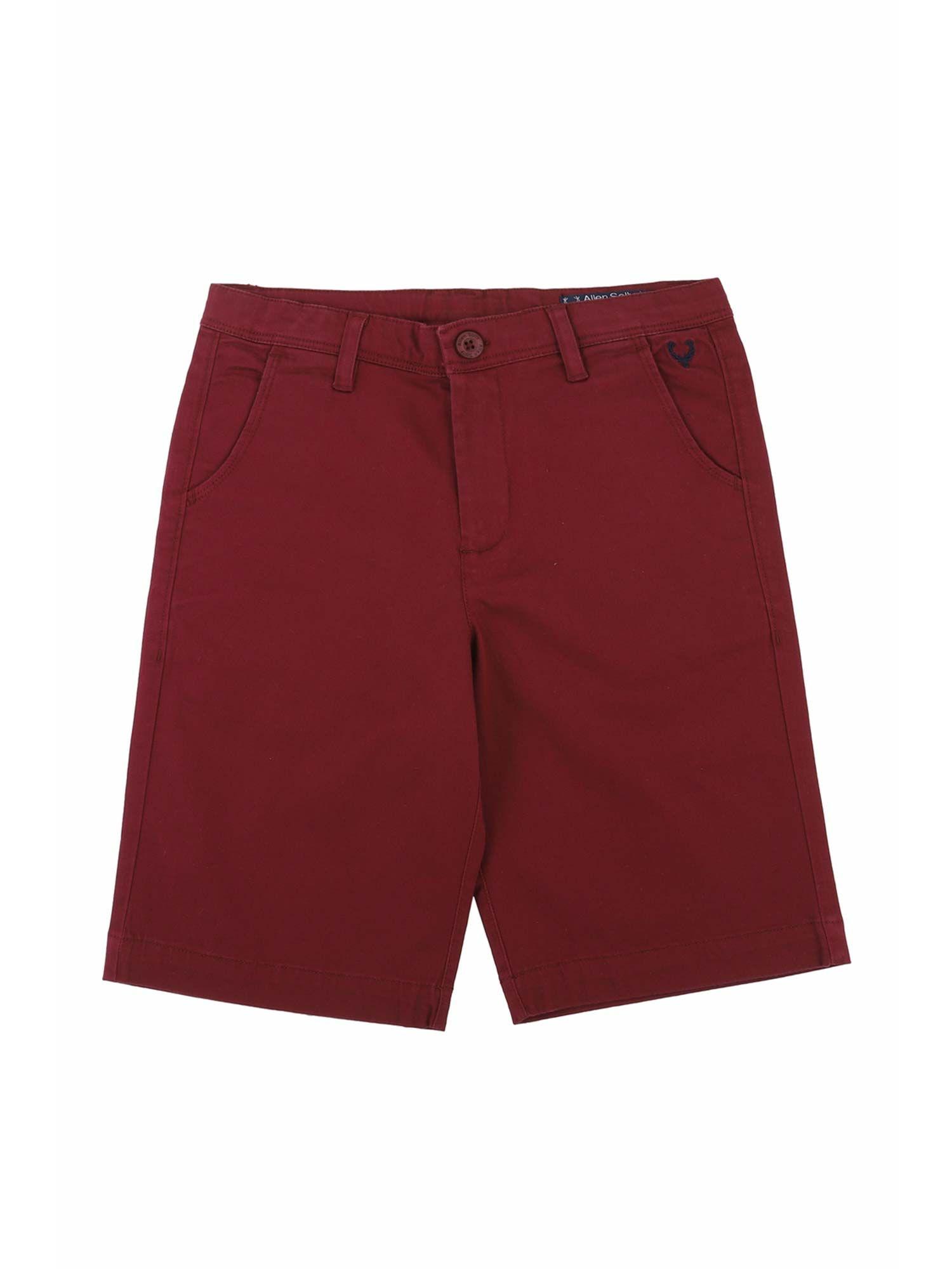 boys maroon solid shorts