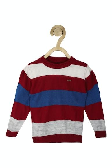 boys maroon stripe regular fit sweater