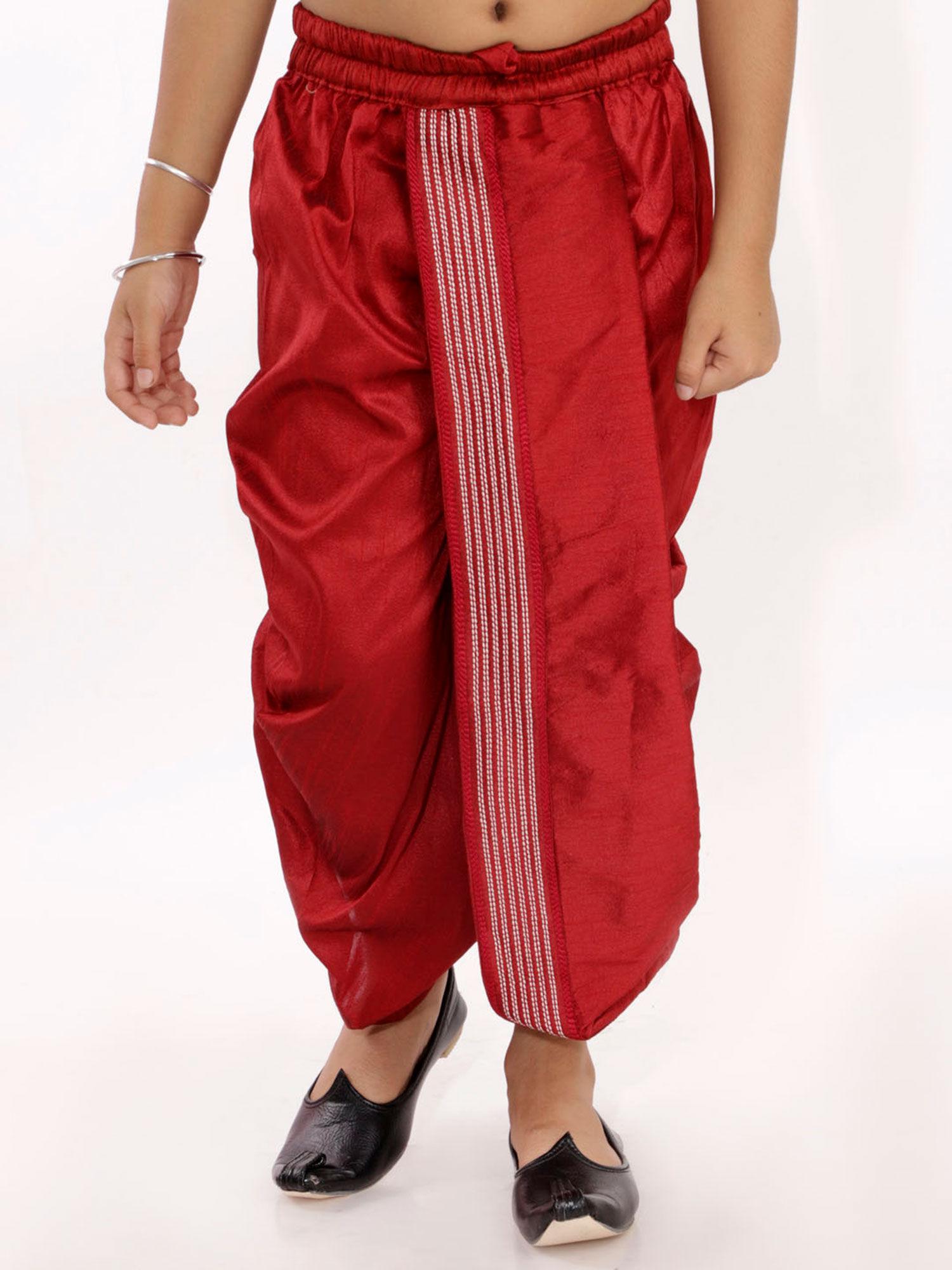 boys maroon traditional embroidered dhoti