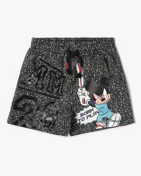 boys mickey mouse print regular fit shorts