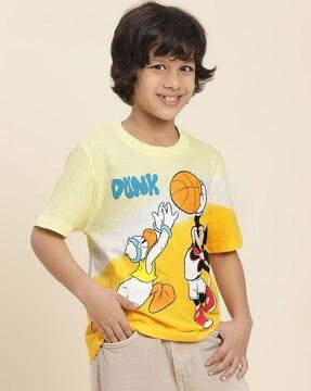 boys mickey mouse print regular fit t-shirt with short sleeves