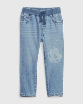 boys mickey mouse print slim fit jeans