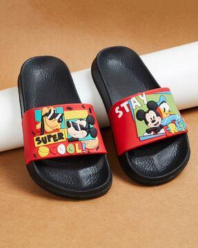 boys mickey-mouse print slip-on slides