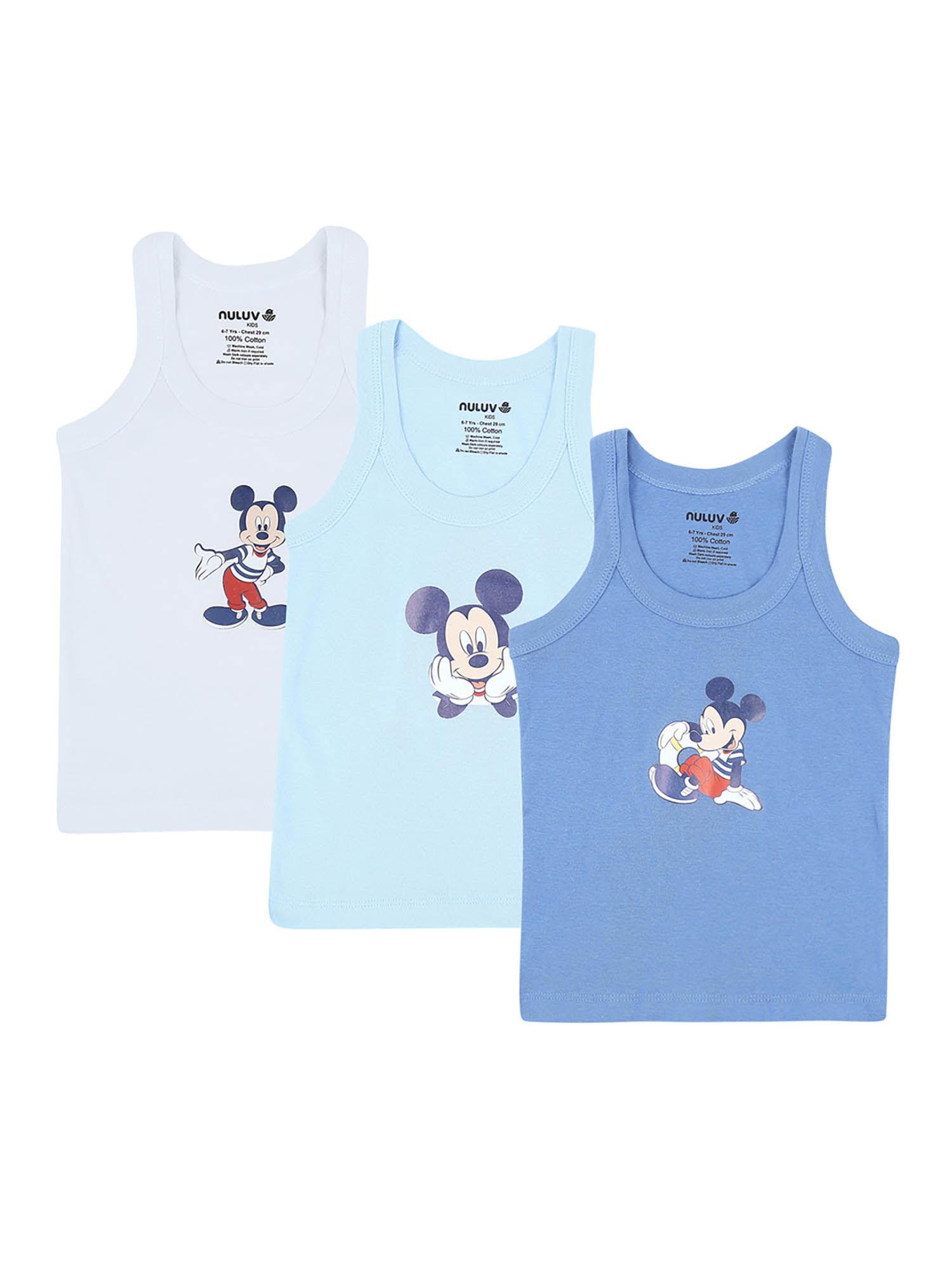 boys micky mouse printed multicolor cotton vest (pack of 3)