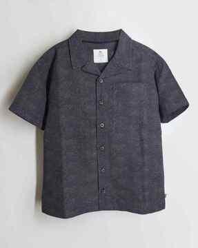 boys micro print regular fit shirt with patch pocket