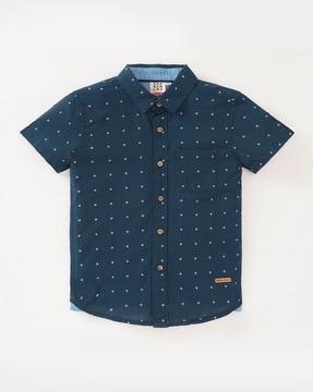 boys micro print regular fit shirt