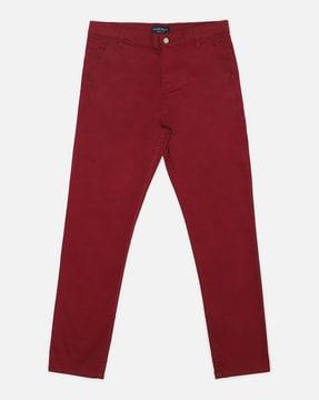 boys mid-rise flat-front slim fit trousers
