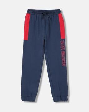 boys mid-rise track pants with elasticated drawstring waist
