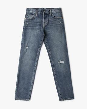 boys mid-wash slim fit distressed jeans