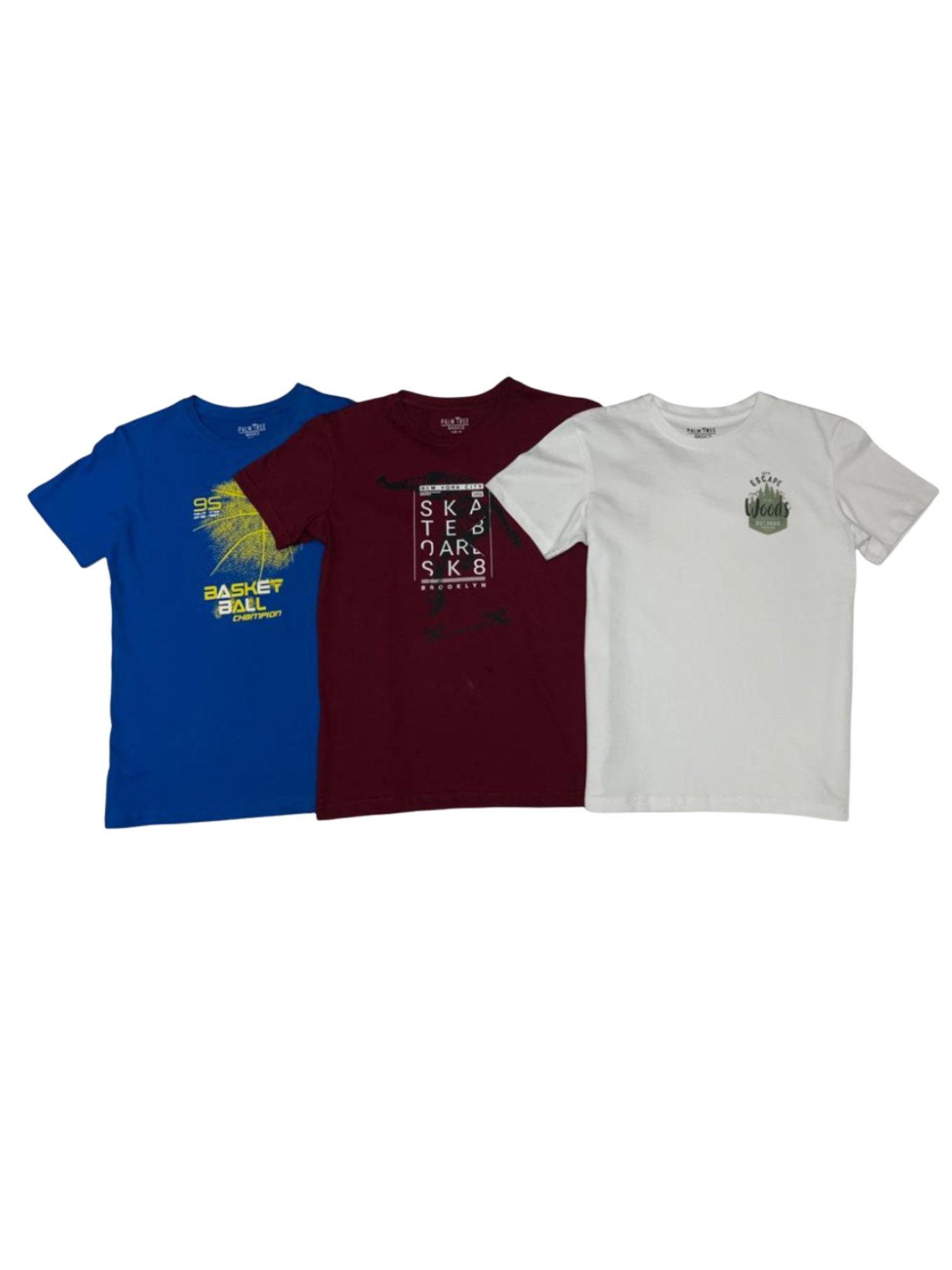 boys multi-color cotton printed t-shirt (pack of 3)