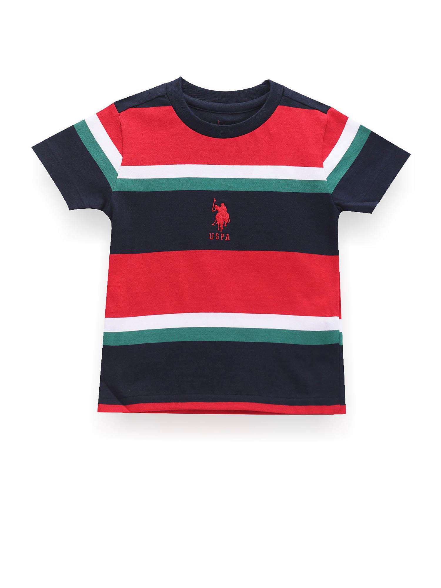 boys multi-color horizontal stripe cotton t-shirt