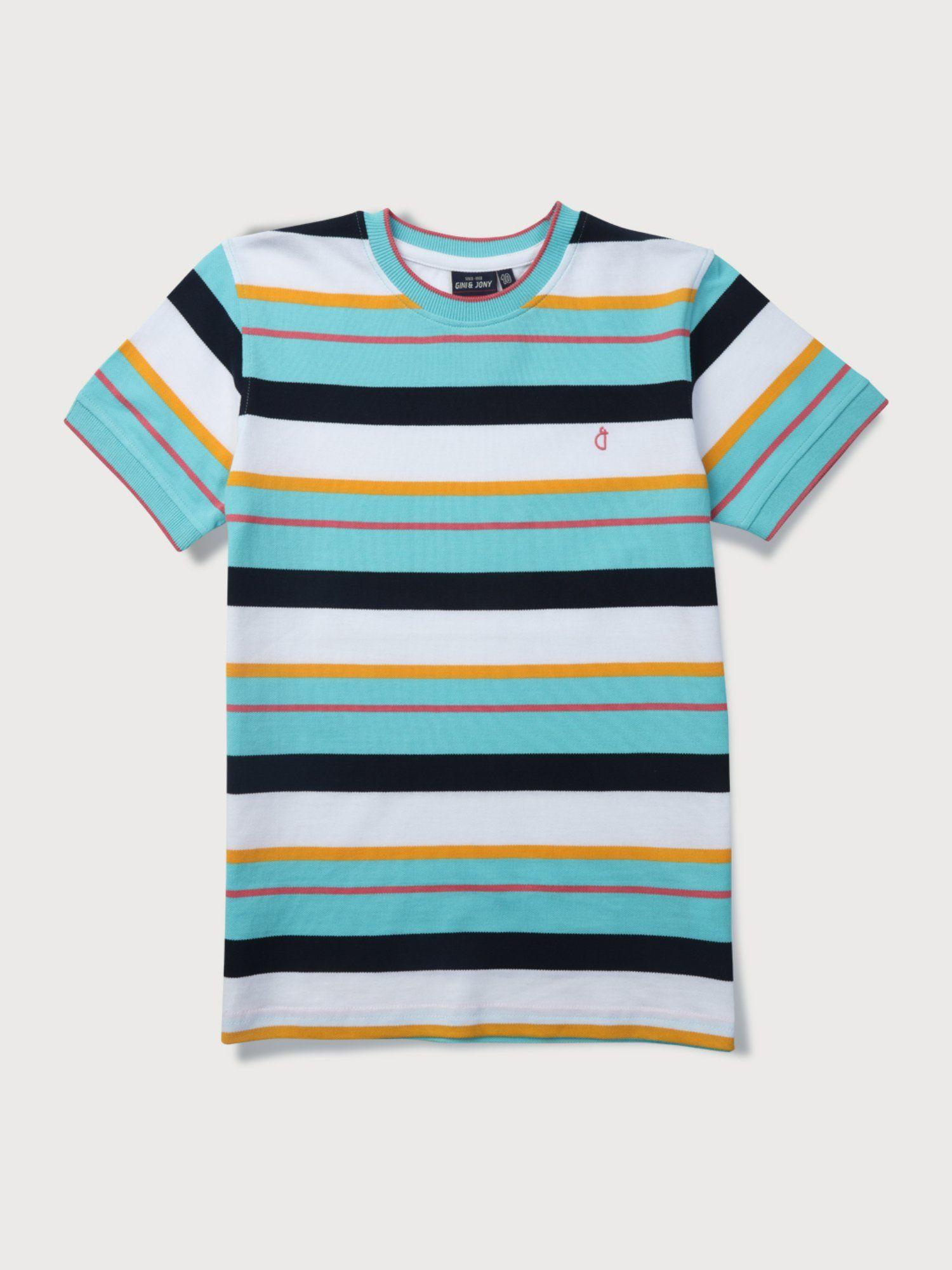 boys multi-color knitted stripes t-shirt