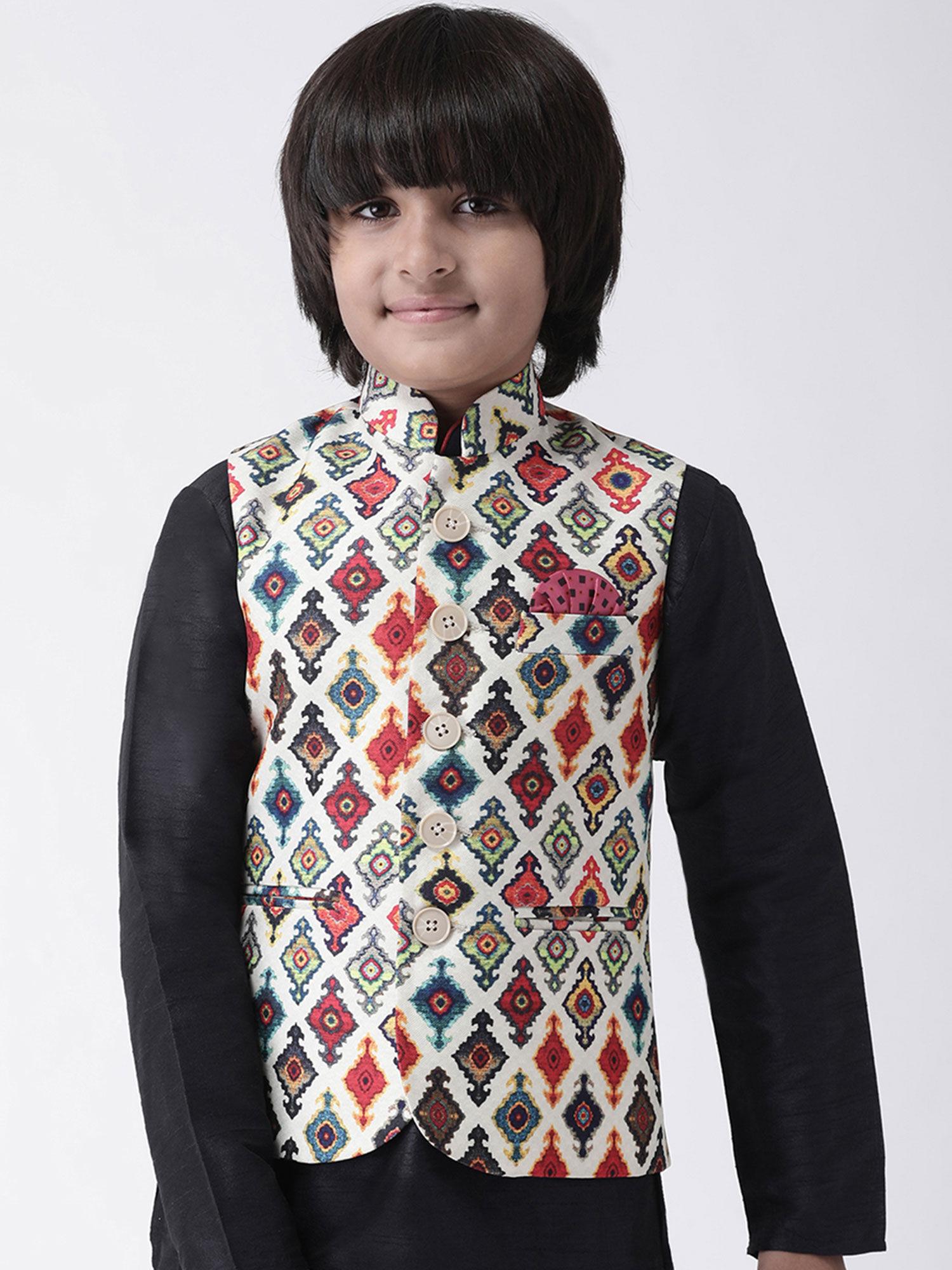 boys multi-color printed ethnic jackets