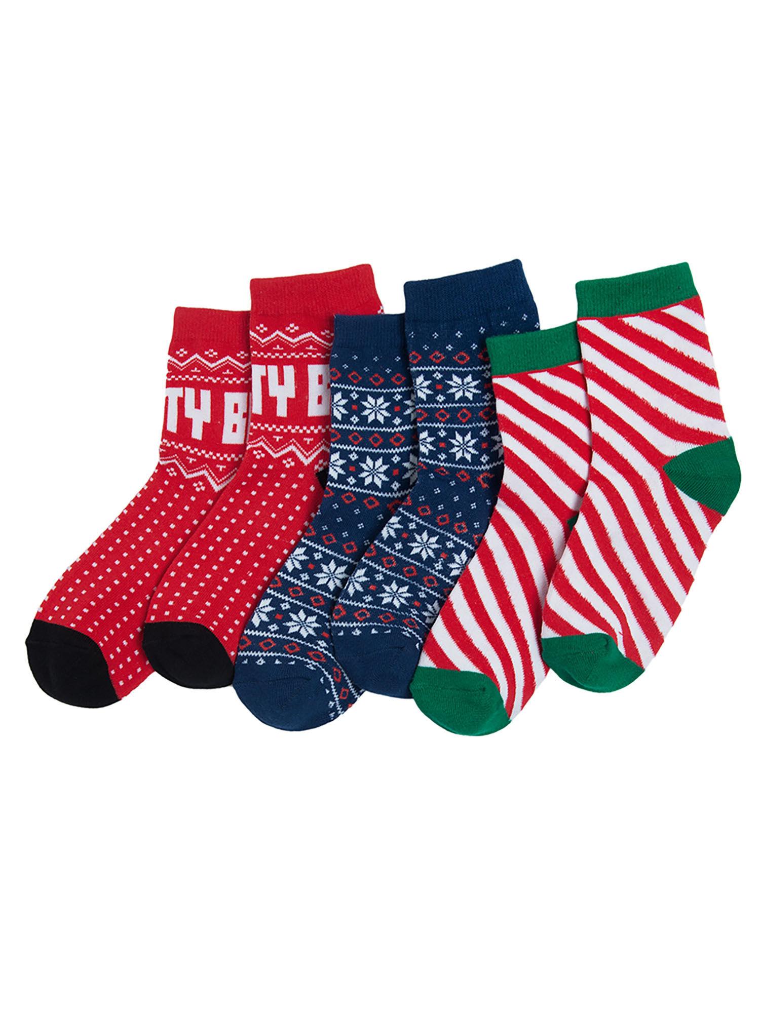 boys multi color printed socks (set of 3)