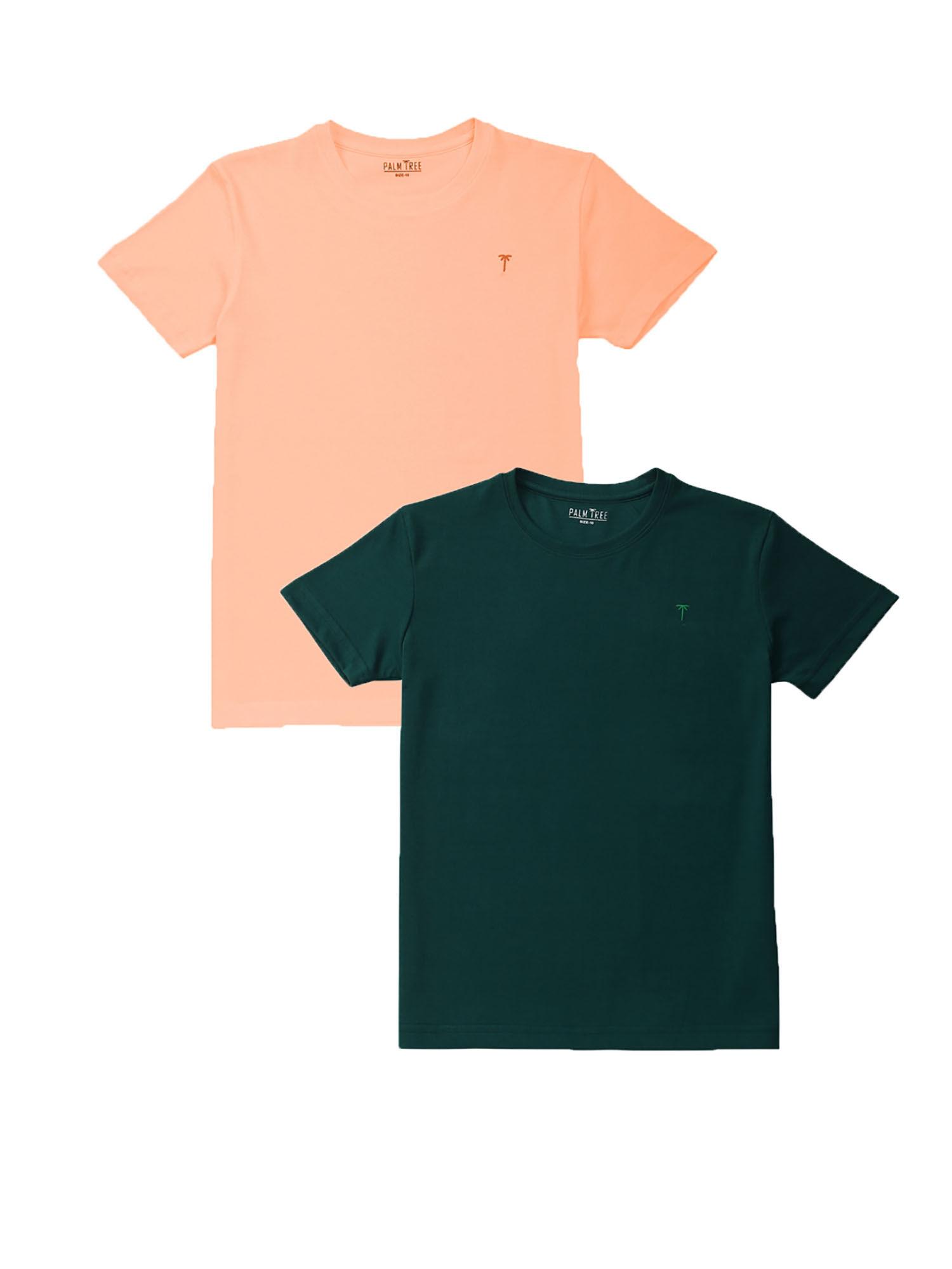 boys multi cotton solid t-shirt half sleeves (pack of 2)