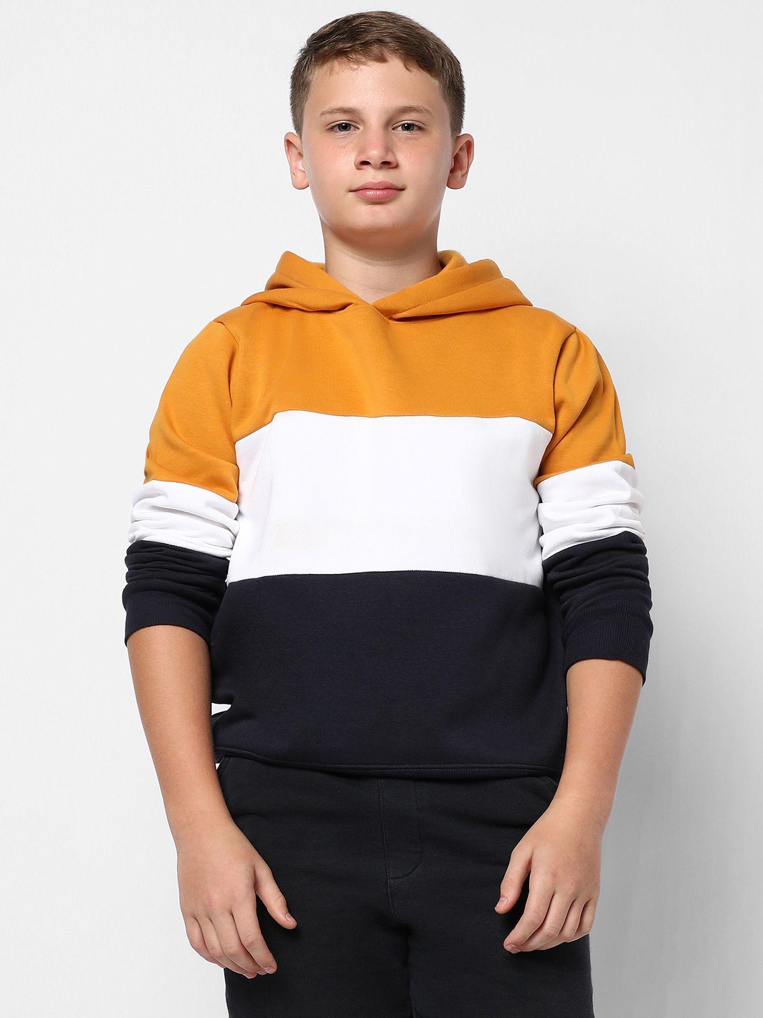 boys multicolour contrast panel hoodie