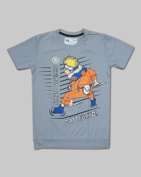 boys naruto print regular fit round-neck t-shirt