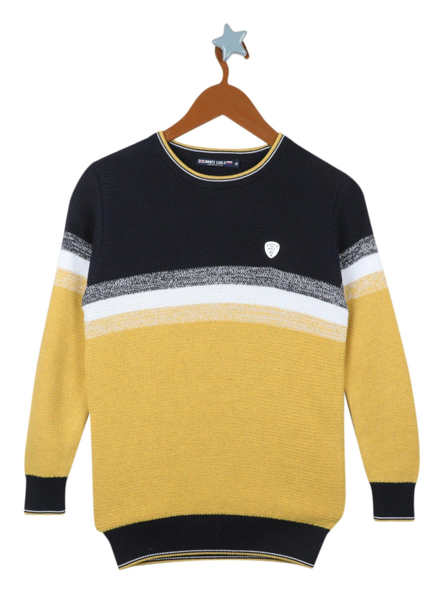 boys navy blue cotton colorblock sweater