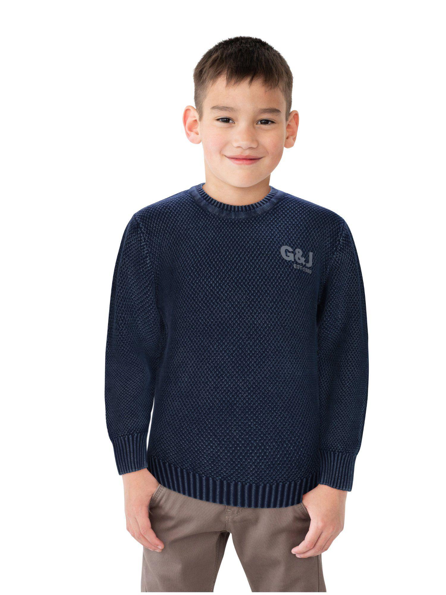 boys navy blue cotton woven sweater
