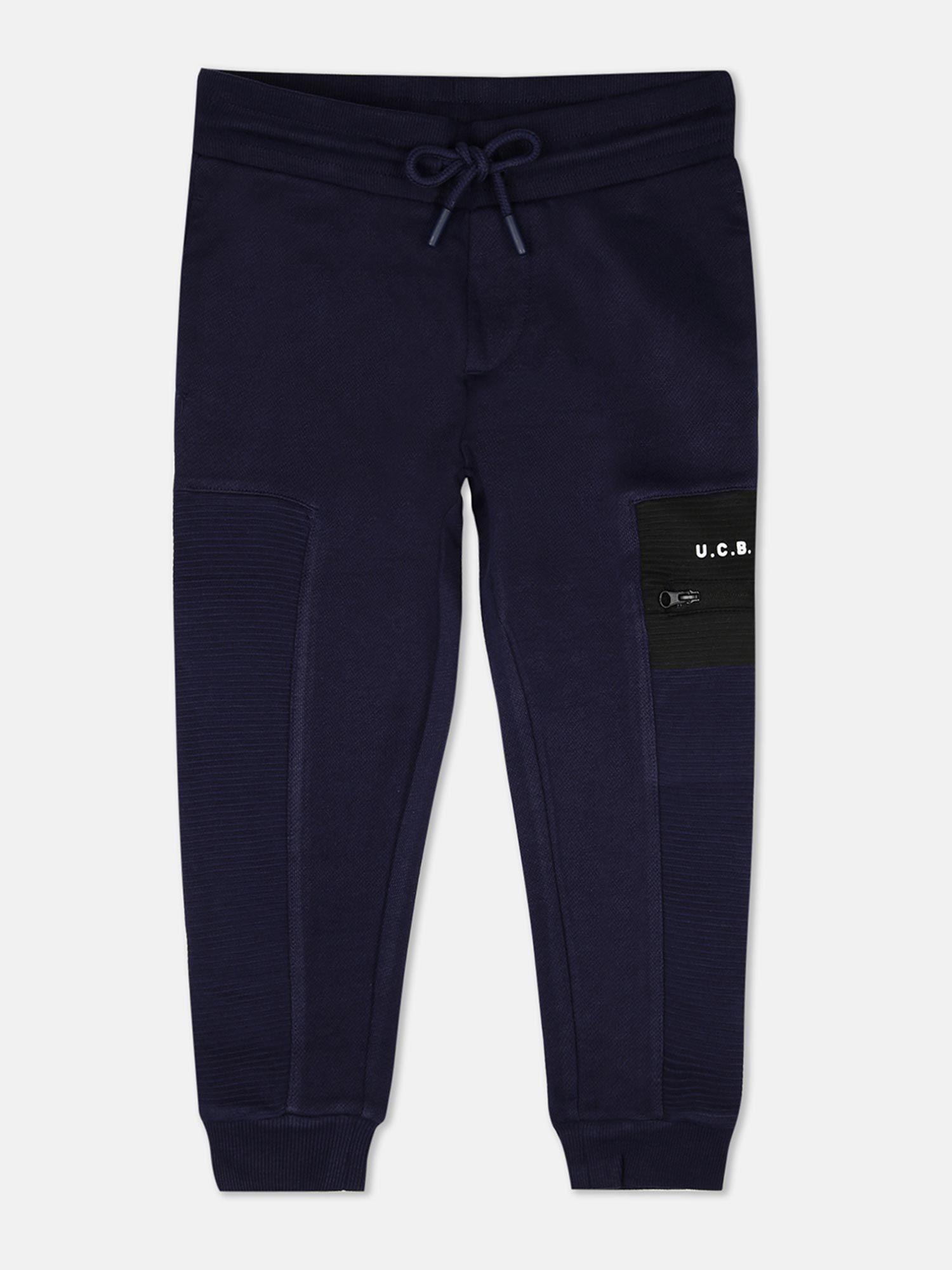 boys navy blue solid joggers