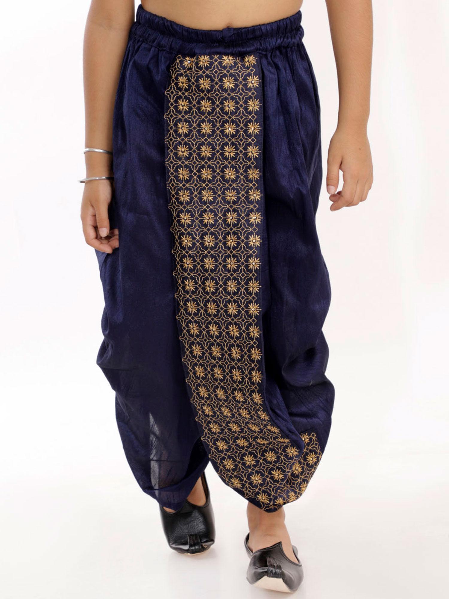 boys navy blue traditional embroidered dhoti