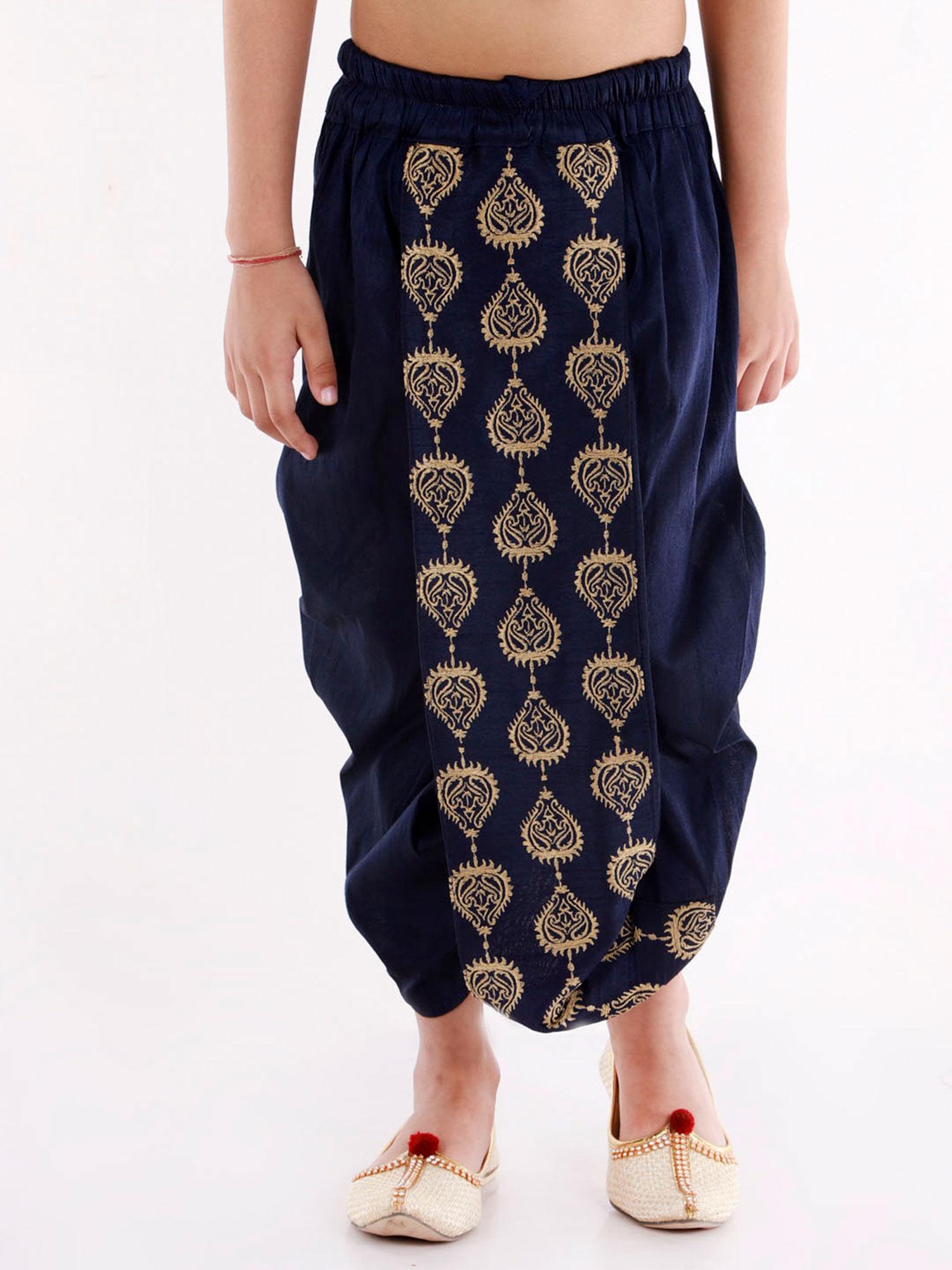 boys navy blue traditional embroidered dhoti